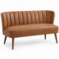 2-zitsbank cognacbruin 120 x 68 x 78 cm met PU-kunstleren bekleding en houten poten