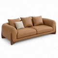 3-zitsbank 220 x 95 x 78 cm camelbruin met gebroken wit sierkussen, PU-kunstleer